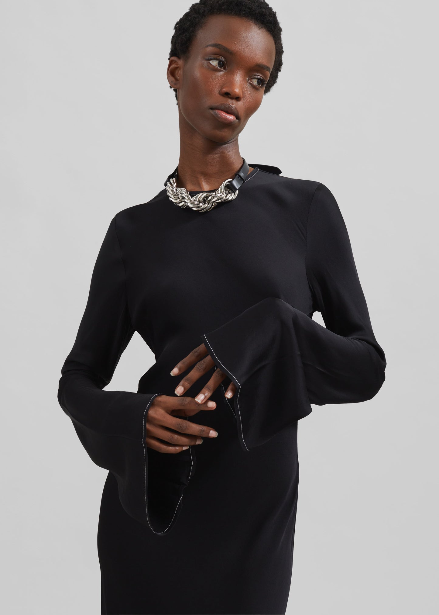 Rotate Satin Maxi Dress - Black